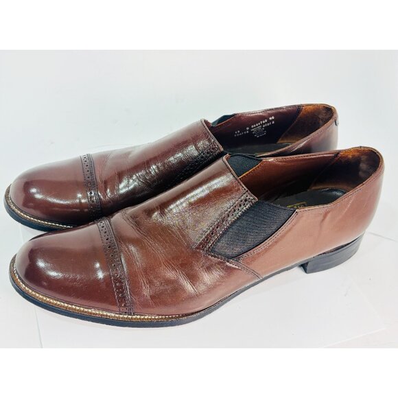 Stacy Adams Shoes Biscuit Brown Madison Loafer Leather 00017-02 Sz 13 D Cap Toe - Picture 7 of 12